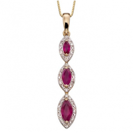 RUBY AND 20 PAVE DIAMONDS PENDANT/CHAIN